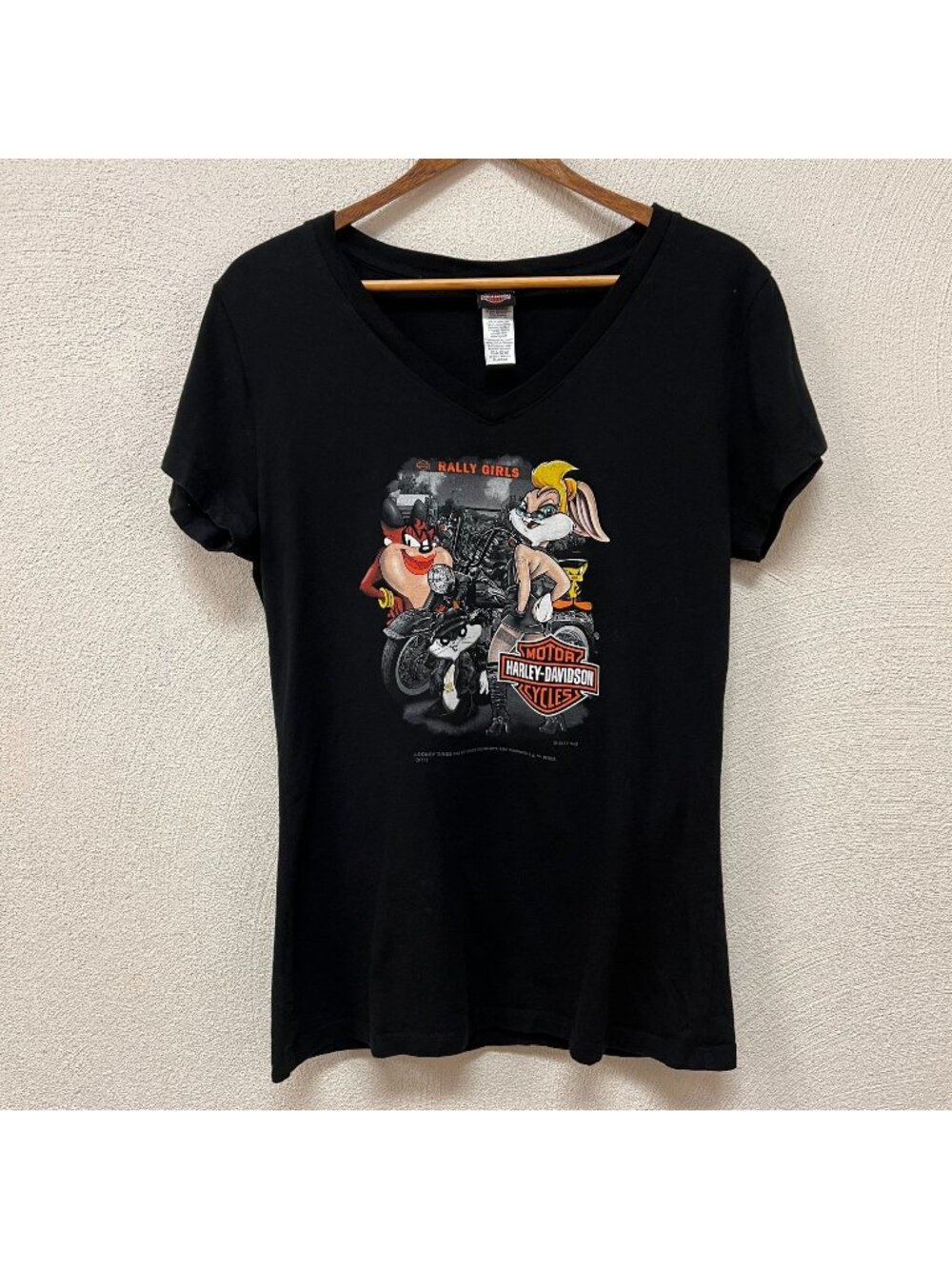 Harley Davidson LOONEY TUNES Rally Girls Olympia WA Women's T Shirt Black Sz XL